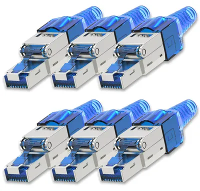 Produktbild von NEXMEX 6x Netzwerkstecker Cat 7 CAT7 RJ45 Stecker Werkzeuglos Metall 10GBit/s