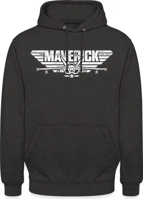 Produktbild von Spreadshirt Top Gun Maverick Kampfjet Logo Uni Hoodie, XXL, Anthrazit