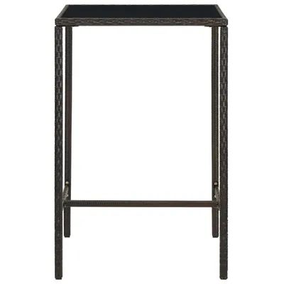 Image de vidaXL Table de bar de jardin brune 70x70x110 cm Poly rotin et verre