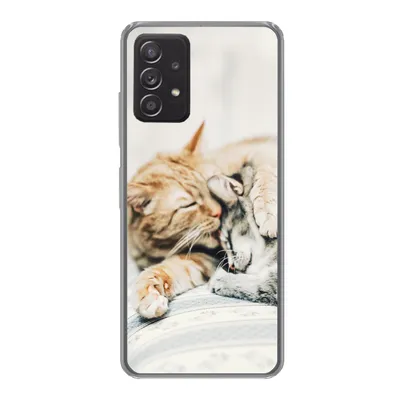 Produktbild von MuchoWow® Handyhülle Schutzhülle Hülle für Samsung Galaxy A33 5G Katzen - Sofa - Wohnzimmer Silikon Softcase Handy Hülle - Kartenhalter