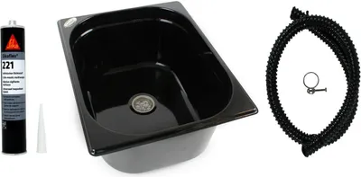 Image de Evier inox camping lavabo 325x265x150 mm + évacuation + colle T4 T5