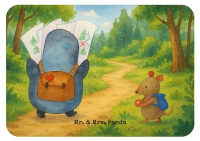 Produktbild von Mr. & Mrs. Panda magnet Pinguin & Maus Wanderer Design - Weiß - Geschenk, zettelhalter, Notizhalter, Wandern, Wanderlust, Pinguine, Abenteuer, whiteboardmagnet