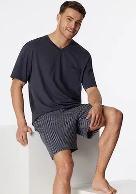 Produktbild von Schiesser Herren Schlafanzug kurz eisblau
