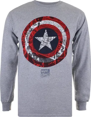 Image de Captain America - T-shirt manches longues pour homme TV1182 (XXL) (Gris)