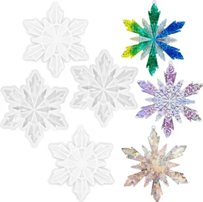 Produktbild von 4Pcs Christmas Resin Schneeflocken Silikonform für Harzornamente