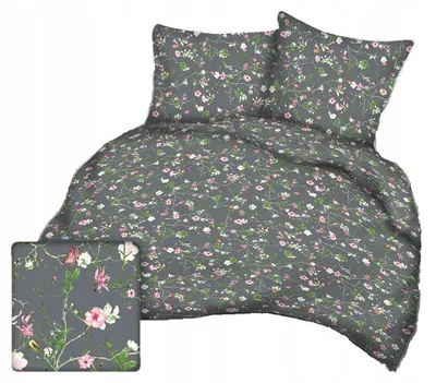 Produktbild von Nyks Baumwoll-Bettwäsche 160x200 cm Blumenmuster glatt