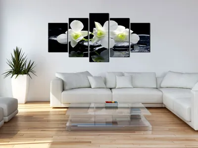 Produktbild von Akustikbild Blumen Natur 200x100 cm Bilder Akustikschaum Hochleistungsschallabsorber Schallschutz Leinwand 5 tlg Wandbild Raumakustik Schalldämmung b-B-0009-b-n