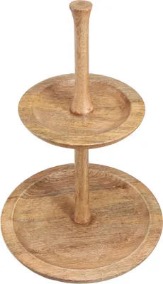 Produktbild von Etagere Holz Deko 2-stöckig Rund Ø31/20cm H45cm Rustic