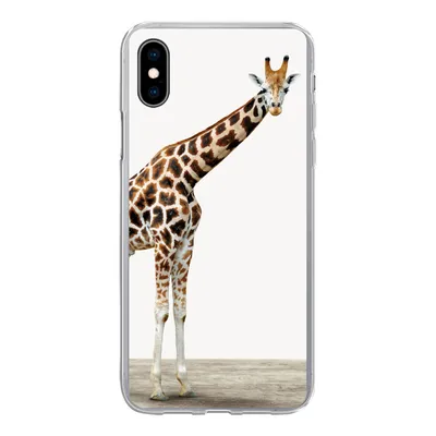 Produktbild von MuchoWow® Handyhülle Schutzhülle Hülle für iPhone Xs Giraffe - Tiere - Weißer Hintergrund - Kinder - Junge - Mädchen Silikon Softcase Handy Hülle - Handytasche