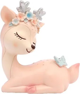Produktbild von Hirsch Ornament - Simulation Rentier Figur Elch Hirsch Lustige Fawn Figuren Miniaturhirsche, Desktop Bastel Dekoration Figur für Feier Geburtstag Weihnachtsdekoration (Rosa)