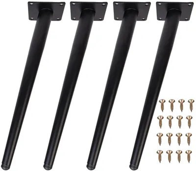 Produktbild von 4 Stück Tischbeine, Metall, Schwarz, schräge Schreibtischbeine (72 cm)