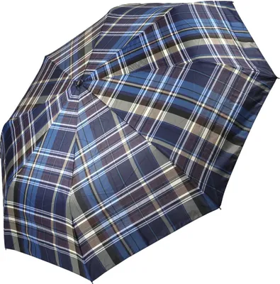 Produktbild von Jasch Taschenregenschirm Damen Herren Karo Auf-Zu-Automatik Windproof Fiberglas Blau