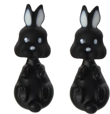 Produktbild von 3D Hase Ohrstecker Ohrringe in der Farbe Schwarz