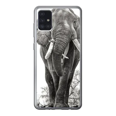 Produktbild von MuchoWow® Handyhülle Schutzhülle Hülle für Samsung Galaxy A52 5G Elefant - Porträt - Tiere - Schwarz und weiß Silikon Softcase Handy Hülle - Umschlag