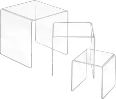 Produktbild von 3er Set Dekobrücke aus Acrylglas Quadratisch - Zeigis® / Warenträger / U-Ständer / Acrylständer / Warenpräsentation / Dekoständer / Dekoaufsteller / Acryl / transparent / klar / farblos