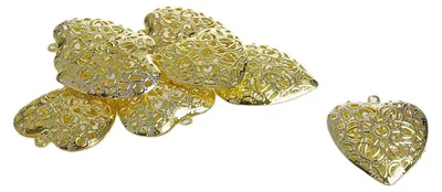 Produktbild von Dekoherzen aus Metall zum Hängen - gold - 6 cm - 12 Stück - 92014 20