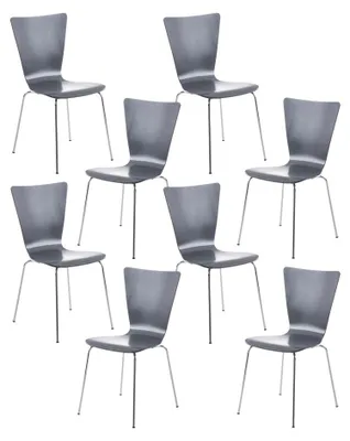 Produktbild von CLP 8er Set Besucherstuhl Aaron mit Holzsitz und Metallgestell grau