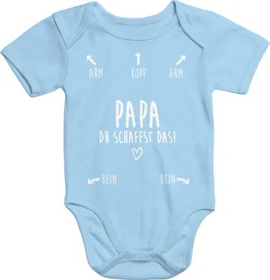 Produktbild von Baby Body Papa du schaffst das kurzarm Babybody Baumwolle Moonworks® 0-3 Monate