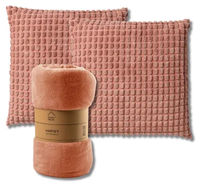 Produktbild von Dutch Decor SPARSET - 3-teilig - Rome & Harvey - 2 Dekokissen 45x45 cm - 1 Wohndecke 150x200 cm - Rosa
