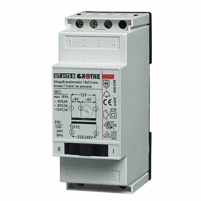 Image de GROTHE Transformateur de sonnerie 230V 4/8/12V 2/2/1,5A p.AP