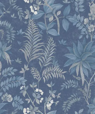 Produktbild von Sanders & Sanders Tapete tropische Blätter Blau 53 cm x 10,05 m