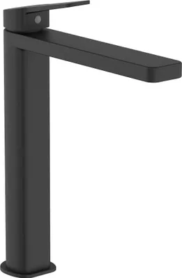 A black single-lever basin mixer tap.