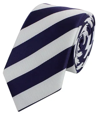 Produktbild von Fabio Farini - 1 Stück gestreifte Herren Krawatte - Tie mit Streifen in 6cm oder 8cm Breite Schmal (6cm), Weiß/Dunkelviolett