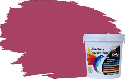 Produktbild von RyFo Colors Silikonharz Fassadenfarbe Lotuseffekt Trend Fuchsiarot 1l - bunte Fassadenfarbe, weitere Rot Farbtöne und Größen erhältlich, Deckkraft Klasse 1