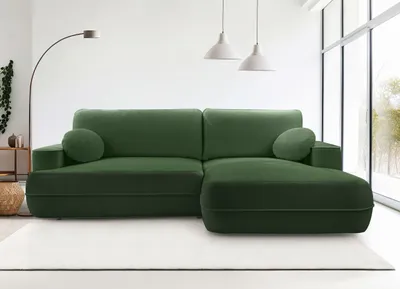 Image de AX LIVING Canapé d'angle avec fonction sommeil Vert Peoni largeur 267 cm élégant D