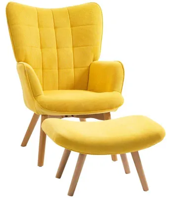 Obrázok produktu pre Žlté kreslo s podnožkou | Farba: žltá | Rozmery: 80x72x99 cm