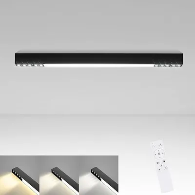Produktbild von ZMH Deckenlampe LED Deckenleuchte  Schwarz  80CM Lang Deckenstrahler Küche 25W Schwarz Modern Bürolampe Dimmbar mit Fernbedienung für Wohnzimmer Büro Schlafzimmer