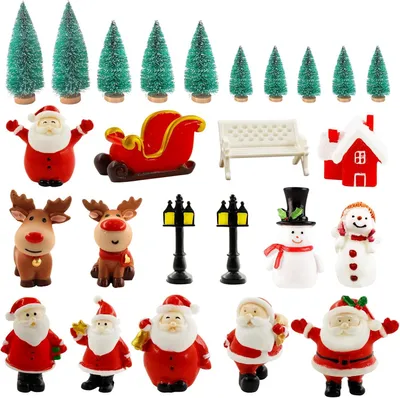 Imagen del producto de Adornos navideños en miniatura - Set de 35 - Miniaturas decorativas navideñas - Figuras navideñas en miniatura - Mini árbol de Navidad - Decoración festiva