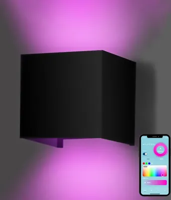 Produktbild von Gologi Smart Wandleuchte – Innen und Außen – Dimmbar – Industriell – RGB – Mit App – Schwarz