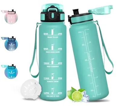 Produktbild von Motswedi Trinkflasche, 500ml, Trinkflasche Sport, Trinkflaschen mit Zeitmarkierung, mit Filter, Auslaufsichere Wasserflaschen, BPA-Frei, Wasserflasche