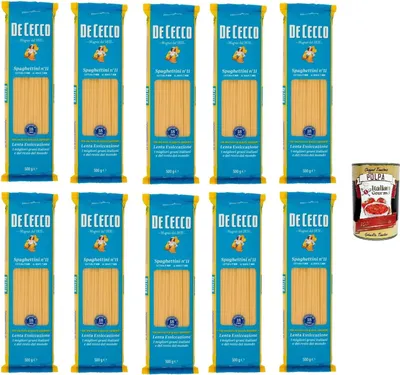 Produktbild von De Cecco Spaghettini N°11 100% Italienisch Pasta Nudeln 10x 500g + Italian Gourmet Polpa 400g