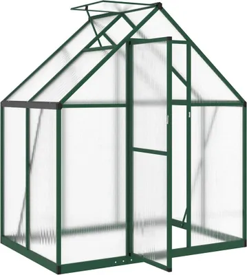 Produktbild von vidaXL Gewächshaus mit Fundamentrahmen Grün 169x114x195 cm Aluminimum