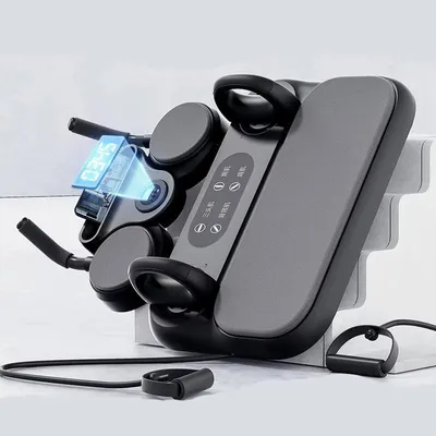 Produktbild von X001 6-in-1 Fitnessboard mit Timer, Liegestützbrett, Bauchroller mit Rückprall, Trainingsboard inkl. Widerstandsbänder, Schwarz