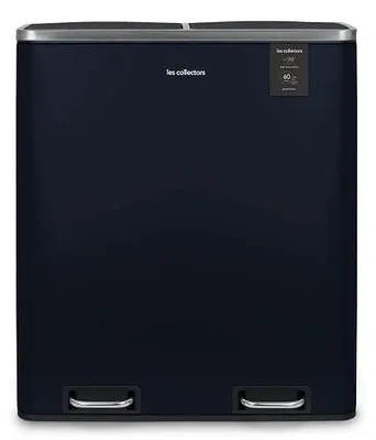 Zdjęcie produktu dla Kosz na śmieci segregujący 2 przegródki 60L stal nierdzewna pedał