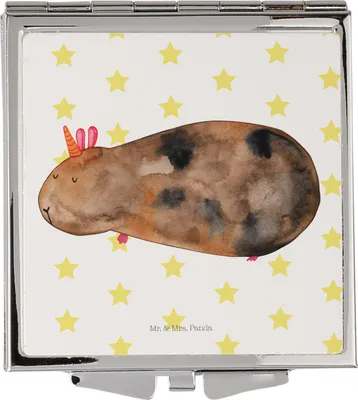 Produktbild von Mr. & Mrs. Panda Kosmetikspiegel Einhorn Meerschweinchen - Weiß - Geschenk, Quadratischer Spiegel, Meerschwein, Klappbarer, Handspiegel, Schminkspiegel, Unicorn, Kleiner