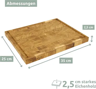 Zdjęcie produktu dla Średniej wielkości deska do krojenia z drewna dębowego o przekroju czołowym, wzór w kostkę, marki holz4home®