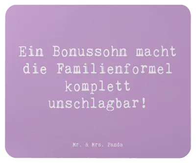 Produktbild von Mr. & Mrs. Panda Mouse Pad Spruch Unschlagbarer Bonussohn - Lavendeltraum - Geschenk, Familienmitglieder, pc mousepad, mousematte, Wertschätzung, handgemacht, Lächeln