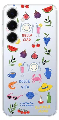 Produktbild von Flexible Hülle für das Samsung Galaxy S25 Plus, Kameraschutz, TPU Silikon transparent, Sommeraromen
