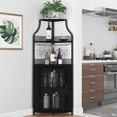 Produktbild von Eckmöbel – Eckschrank – Bartresen – Weinkühlschrank – Getränkeschrank – Freistehend – Verstellbare Ablage