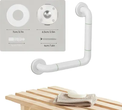 Obrázek produktu pro Bezpečnostní madlo na toaletu, nastavitelný úhel, ergonomický design, BÍLÁ