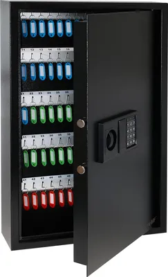 Produktbild von Schlüsseltresor mit Elektronikschloss & 100 Haken, 66,5x43x13 cm, HMF, Schwarz