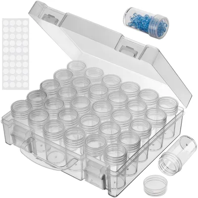 Produktbild von Zubehörboxen für Diamantmalerei, Aufbewahrungsbox für Diamantmalerei für Erwachsene, Aufbewahrungsbox für 30 Perlen mit Aufklebern (1 Stück)