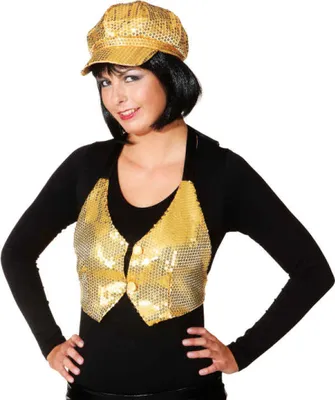 Produktbild von O9523 Damen Pailletten Weste gold Einheitsgröße