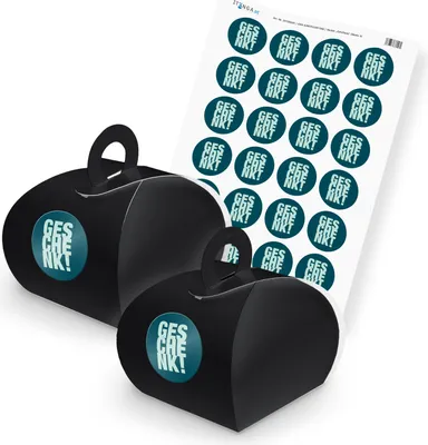 Produktbild von itenga SET Geschenk (Motiv 3) 24x Geschenkschachtel mit Griff schwarz + Stickerb
