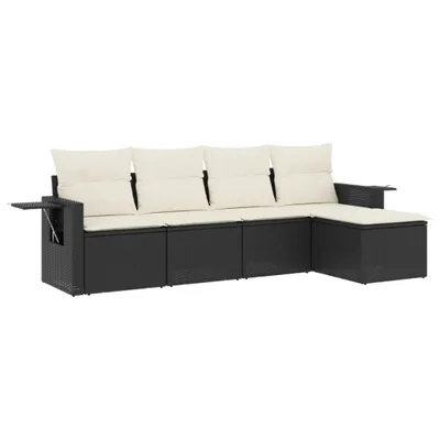 Produktbild von vidaXL 5-tlg. Garten-Sofagarnitur mit Kissen Schwarz Poly Rattan