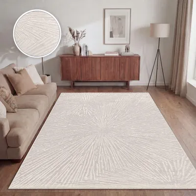 Produktbild von TT Home Wohnzimmer Teppich Esszimmer Kurzflor Boho Design Skandinavisch Abstrakte Optik Unifarben Hoch-Tief-Effekt Modern Größe 120x160 cm